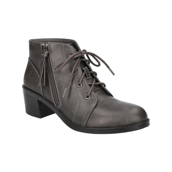 Easy Street Womens Becker Ankle Boots Side Zip Dark Grey 6.5 Wide Heel MSRP $59 - Picture 1 of 3